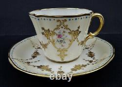 Antique CAC Lenox Belleek Tea Cup & Saucer, Jeweled