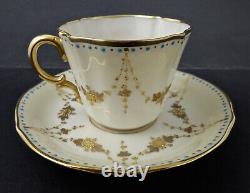 Antique CAC Lenox Belleek Tea Cup & Saucer, Jeweled