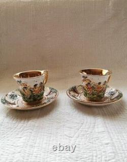 Antique Capodimonte Hand Painted Hand Colored Angel 2 Teacup & Saucer set Italy