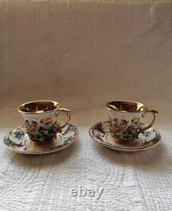 Antique Capodimonte Hand Painted Hand Colored Angel 2 Teacup & Saucer set Italy