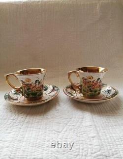 Antique Capodimonte Hand Painted Hand Colored Angel 2 Teacup & Saucer set Italy