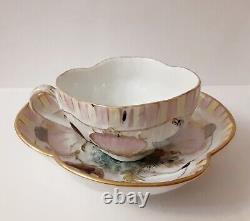 Antique Capodimonte Naples Tea Cup & Saucer, Meissen Style Swan Aquatic Figures