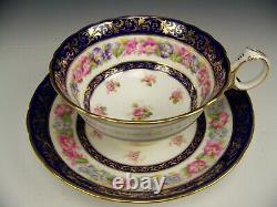 Antique Cauldon Morning Glory Cobalt Blue Gold Tea Cup Saucer For Tiffany & Co B