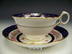 Antique Cauldon Morning Glory Cobalt Blue Gold Tea Cup Saucer For Tiffany & Co B