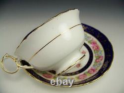 Antique Cauldon Morning Glory Cobalt Blue Gold Tea Cup Saucer For Tiffany & Co B