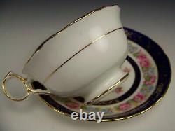 Antique Cauldon Morning Glory Cobalt Blue Gold Tea Cup Saucer For Tiffany & Co B