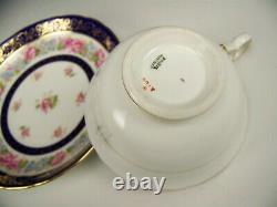 Antique Cauldon Morning Glory Cobalt Blue Gold Tea Cup Saucer For Tiffany & Co B