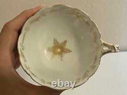 Antique Cauldon Ware Porcelain Cobalt & Gold Leaf Decorated Tea Cup & Saucer