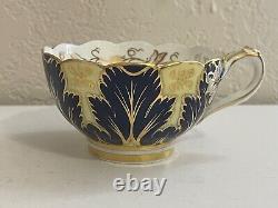 Antique Cauldon Ware Porcelain Cobalt & Gold Leaf Decorated Tea Cup & Saucer