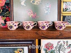 Antique China Set Teacups Pink Ridgewood transluscent
