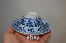 Antique Chinese Blue & White Porcelain Tea Saucer Plate & Cup Ming Dynasty