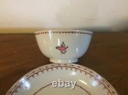 Antique Chinese Export Porcelain Tea Cup Bowl & Saucer Famille Rose 19th century