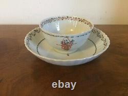 Antique Chinese Export Porcelain Tea Cup Bowl & Saucer Famille Rose 19th century