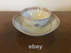 Antique Chinese Export Porcelain Tea Cup Bowl & Saucer Famille Rose 19th century