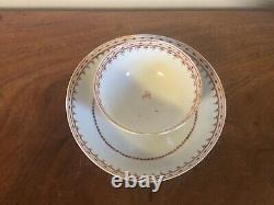 Antique Chinese Export Porcelain Tea Cup Bowl & Saucer Famille Rose 19th century