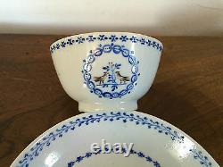 Antique Chinese Export Porcelain Tea Cup Bowl & Saucer Love Birds 19th century