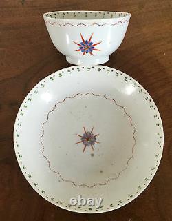 Antique Chinese Export Porcelain Tea Cup Bowl & Saucer Star Federal 19th century
