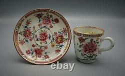 Antique Chinese Famille Rose Tea-cup And Saucer 18-19th C