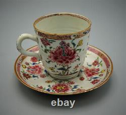 Antique Chinese Famille Rose Tea-cup And Saucer 18-19th C