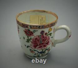 Antique Chinese Famille Rose Tea-cup And Saucer 18-19th C