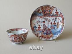 Antique Chinese Imari Clobbered Tea Cup & Saucer - Small Size - Kangxi Period