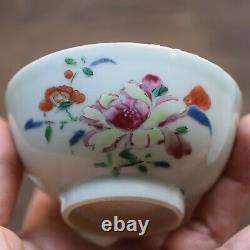 Antique Chinese Porcelain teacup & saucer early 18th C Famille Rose #693