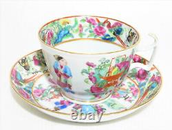 Antique Chinese Rose Medallion Hand Painted Teacup & Saucer, Set 2