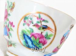 Antique Chinese Rose Medallion Hand Painted Teacup & Saucer, Set 2