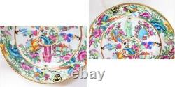 Antique Chinese Rose Medallion Hand Painted Teacup & Saucer, Set 2