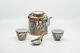 Antique Chinese Rose Medallion Tea Pot With Cups And Spoon