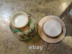 Antique Chinese Wicker Basket Teapot Teacup Travel Tea Set