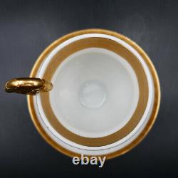 Antique Chocolate Cup Saucer Gold White Porcelain Embossed Stripe G-1225 Europe