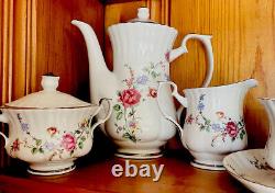 Antique Chodziez Poland China Teapot, Creamer, Sugar Bowl, And 12 Cup Tea Set