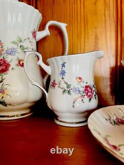 Antique Chodziez Poland China Teapot, Creamer, Sugar Bowl, And 12 Cup Tea Set