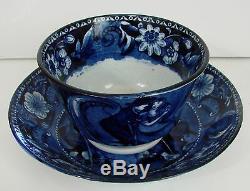 Antique Christmas Eve Tea Cup and Saucer Clews Staffordshire Pearlware 1825