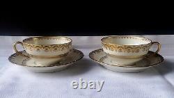 Antique Circa 1920 Pair of Bawo & Dotter Elite Works Limoges Gilt Teacups