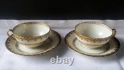 Antique Circa 1920 Pair of Bawo & Dotter Elite Works Limoges Gilt Teacups