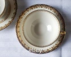 Antique Circa 1920 Pair of Bawo & Dotter Elite Works Limoges Gilt Teacups