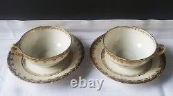 Antique Circa 1920 Pair of Bawo & Dotter Elite Works Limoges Gilt Teacups