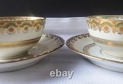 Antique Circa 1920 Pair of Bawo & Dotter Elite Works Limoges Gilt Teacups