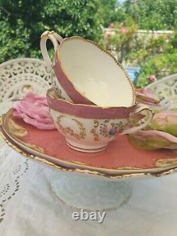 Antique Coalport Minton Split Handle Teacups (2)