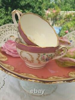 Antique Coalport Minton Split Handle Teacups (2)