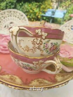 Antique Coalport Minton Split Handle Teacups (2)