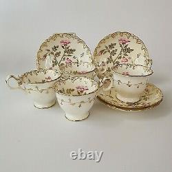 Antique Coalport Set of 4 Coffee Tea Cups and Saucers 3/128 Artist J Pattern