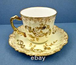 Antique Coiffe Limoges Scenic Tea Cup & Saucer