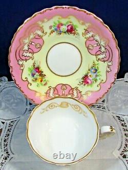 Antique Copeland Spode Ornate Gold Gilt Floral Pink Tea Cup And Saucer