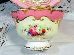 Antique Copeland Spode Ornate Gold Gilt Floral Pink Tea Cup And Saucer