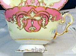 Antique Copeland Spode Ornate Gold Gilt Floral Pink Tea Cup And Saucer