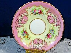 Antique Copeland Spode Ornate Gold Gilt Floral Pink Tea Cup And Saucer