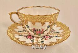 Antique Copeland's Tea Cup, Saucer and Dessert Plate, Floral & Gold